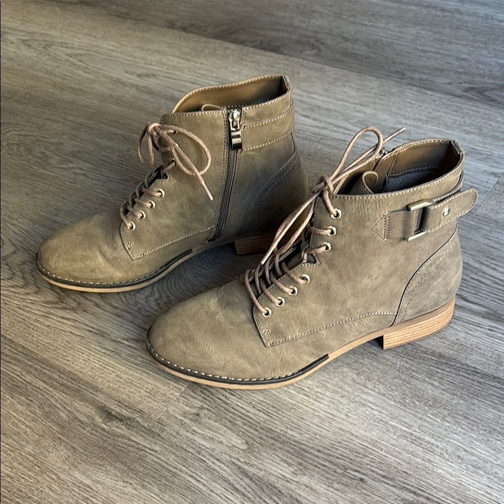 Xappeal Tan Lace Up Boots with Suede Finish
